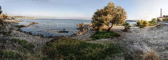 Beach scene in isolated part of Crete, empty, lanscape, isolated, unspoiled, tree, nature, sea, tourism, beach, outdoors, island, autumn, crete, blue sky, tourism, sunny, mediterranean, desolate, greece, wild, scenery