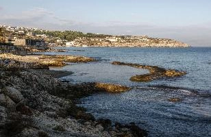 Beach scene in isolated part of Crete, empty, lanscape, isolated, unspoiled, tree, nature, sea, tourism, beach, outdoors, island, autumn, crete, blue sky, tourism, sunny, mediterranean, desolate, greece, wild, scenery
