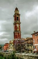 Cairo Montenotte, rural town in the Ligurian province of Savona, village, catholic, town, religion, street, tower, building, church, montenotte, cloud, cairo, overcast, savona, russet, liguria, red, italian, rendered, italy, rural, christianity
