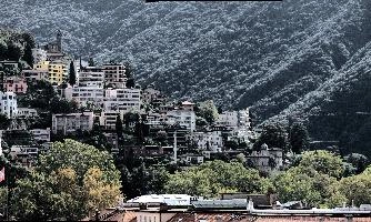 Hillside in Lugano, outdoors, lugano, sunshine, mountains, hill, alpine, swiss, town, switzerland, slope, alps, city, summer, forest, outdoor, daylight, hillside, buildings, houses