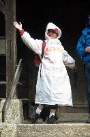 Conni in Seelis, Switzerland, europe, switzerland, luzern, vierwaldstättersee, raincoat, conni, woman, coop, steps, weather, outdoors