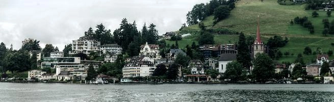 Buildings on the Vierwaldstättersee, Switzerland, null