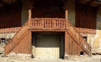 Barn in Maienfeld, maienfeld, building, valley, graubuenden, wooden, spring, graubünden, farm, schweiz, raised, barn, exterior, stairway, entrance, village, ¨rhine, timber, stairs, twin