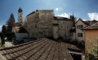 Maienfeld, spring, exterior, village, europe, town, switzerland, maienfeld, building, graubuenden, street, graubünden, outdoors, sunshine, blue sky, rural, alps, scenic, quaint
