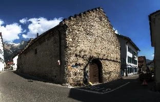 Maienfeld, barn, rural, alps, switzerland, scenic, spring, maienfeld, exterior, graubünden, town, graubuenden, building, blue sky, street, village, europe, quaint, outdoors, sunshine