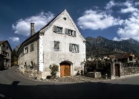 Maienfeld, spring, exterior, village, europe, town, switzerland, graubuenden, building, maienfeld, street, graubünden, outdoors, sunshine, blue sky, rural, alps, scenic, quaint