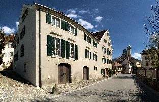 Maienfeld, spring, exterior, village, europe, town, switzerland, maienfeld, building, graubuenden, street, graubünden, outdoors, sunshine, blue sky, rural, alps, scenic, quaint