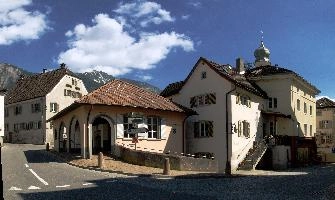Maienfeld, spring, exterior, village, europe, town, switzerland, maienfeld, building, graubuenden, street, graubünden, outdoors, sunshine, blue sky, rural, alps, scenic, quaint
