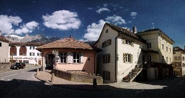 Maienfeld, spring, exterior, village, europe, town, switzerland, maienfeld, building, graubuenden, street, graubünden, outdoors, sunshine, blue sky, rural, alps, scenic, quaint