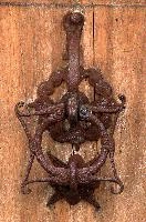 Knocker, door, doorknob, village, switzerland, rust, knocker, ornamental, maienfeld, iron, ornate, wooden, alps, traditional, old