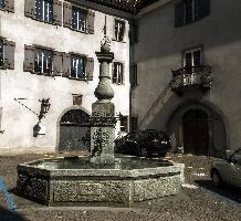 Fountain of Maienfeld, graubünden, rural, village, fountain, maienfeld, switzerland