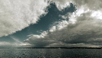 Bodensee Sky, constance, water, sky, ferry, storm, lake, weather, bodensee, clouds, cumulus, front, germany, dramatic