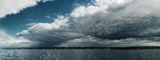 Bodensee Sky, constance, water, sky, ferry, storm, lake, weather, bodensee, clouds, cumulus, front, germany, dramatic