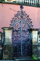 Meersburg Schloss Gates, meersburg, lake, ornate, iron, grill, gates, bodensee, constance, germany, grate, schloss, pink, entrance, portal, baroque, wrought, complex, palace, ironwork