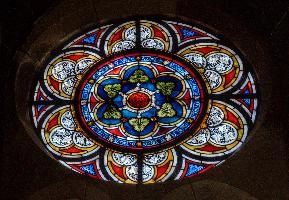 Stained-glass window in Church in Merano, Italy, null
