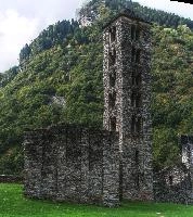 Bell tower of the Castello di Mesocco in Grisons, Switzerland, stone, heritage, italianate, historic, castle, wreck, church, ruin, graubünden, overcast, grisons, cloudy, mesocco, christianity, europe, religion, site, swiss, windows, significance, switzerland, tower, national