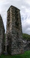 Bell tower of the Castello di Mesocco in Grisons, Switzerland, stone, heritage, italianate, historic, castle, wreck, church, ruin, graubünden, overcast, grisons, cloudy, mesocco, christianity, europe, religion, site, swiss, windows, significance, switzerland, tower, national