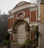 Church in Milano, brick, church, christian, religion, exterior, building, street, urban, city, summer, architecture, italy, milan, europe, doors, stone, chapel, christianity, red, outdoors, catholicism