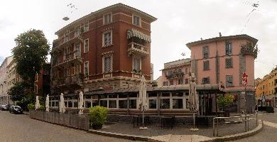 Birreria di Milano, exterior, building, outdoors, street, café, bar, restaurant, italy, milan, europe, facade