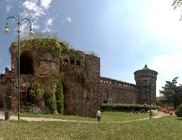 Castello Sforzesca, Milano, exterior, wall, fortification, sforza, sforzesco, castle, architecture, italy, brick, milan, tower, europe, historic