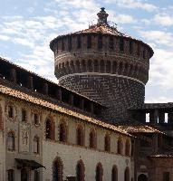 Castello Sforzesca, Milano, italy, sforza, fortification, tower, wall, milan, exterior, europe, sforzesco, stone, castle, historic, round