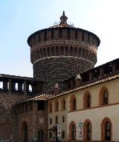 Castello Sforzesca, Milano, italy, sforza, fortification, tower, wall, milan, exterior, europe, sforzesco, stone, castle, historic, round