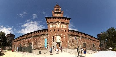Castello Sforzesco, Milano, italy, sforza, fortification, tower, wall, milan, exterior, europe, sforzesco, brick, castle, historic, square