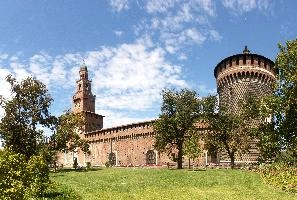 Castello Sforzesca, Milano, italy, sforza, fortification, tower, wall, milan, exterior, europe, sforzesco, stone, castle, historic, round