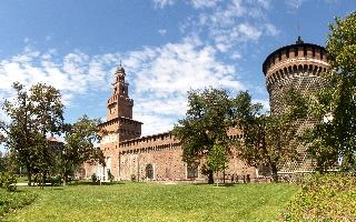 Castello Sforzesca, Milano, italy, sforza, fortification, tower, wall, milan, exterior, europe, sforzesco, stone, castle, historic, round