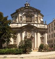 Church in Milano, italy, catholic, stone, exterior, building, milan, religion, europe, architecture, archiepiscopal, church, facade, sanctuary