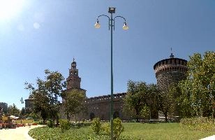 Castello Sforzesco in Milano, fortification, tower, wall, sforzesco, stone, brick, castel, italy, milan, europe, historic