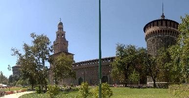 Castello Sforzesco, Milano, wall, tower, brick, stone, sforzesco, fortification, castel, italy, milan, europe, historic