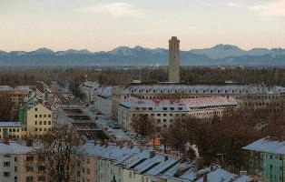 2018, suburbs, cold, deutschland, dusting, view, one, muenich, motel, buildings, muenchen, winter, bayern, blue, germany, munich, sky, city, viewpoint, sunset, mountains, panorama, cityscape, clear, tower, alps, bavaria, snow, suburb, high