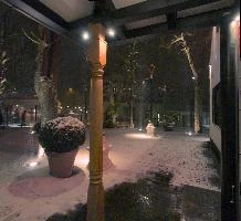 2018, restauarant, night, snow, muenchen, germany, garden, winter