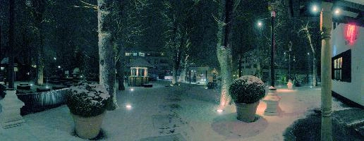 2018, restauarant, night, snow, muenchen, germany, garden, winter
