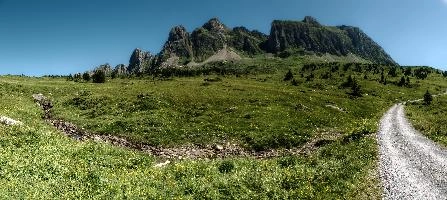 Alvier seen from Palfries, palfries, peak, switzerland, alps, blue sky, mountains, alvier, walking, sargans, sunshine, meadow, mountain, hiking, rock, rugged, outfoors, alpine, europe, spring, green, face, sheer
