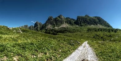 Alvier seen from Palfries, mountains, peak, switzerland, alvier, blue sky, meadow, alps, walking, sargans, sunshine, palfries, mountain, hiking, rock, rugged, outfoors, alpine, europe, spring, green, face, sheer