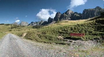 Alvier from Alp Palfries, alps, blue sky, scenic, hiking, summer, walking, switzerland, sunshine, europe, path, mountains, meadow, terrain, track, peak, alvier, landscape, outdoor, sky, blue, crag, rugged