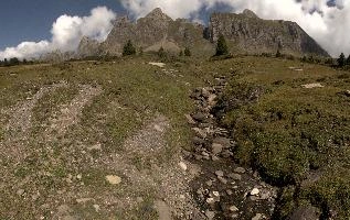 Alvier mountain seen from Alp Palfries in Eastern Switzerland, outcrop, rock, rugged, peak, mountains, hiking, alp, walking, palfries, outdoors, sargans, sunlight, switzerland, pasture, europe, meadow