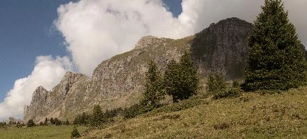 Alvier mountain seen from Alp Palfries in Eastern Switzerland, outcrop, rock, rugged, peak, mountains, hiking, alp, walking, palfries, outdoors, sargans, sunlight, switzerland, pasture, europe, meadow