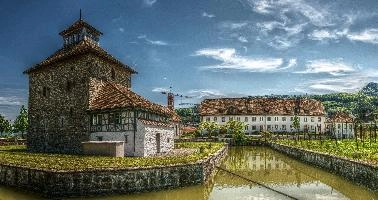 Schlossturm Pfäffikon, picturesque site on Lake Zürich, switzerland, zürich, picturesque, sz, ancient, freienbach, square, pfäffikon, cubic, water, stone, mediaeval, moat, tower, defenses, lake, castle, canals, village, schlossturm, sunny, swiss, countryside, blue sky, switzerland, zürchersee, outdoors