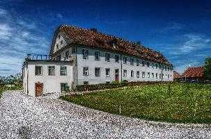 Buildings in the monastery area around Pfäffikon, Lake Zürich, traditional, preserved, old, tourism, buildings, townscape, lake, rural, daytime, zürchersee, village, bright, zuerich, construction, blue sky, zürich, stone, sunlight, pfäffikon, terracotta, sunny, swiss, lakeside, autumn, switzerland, monastery, outdoors