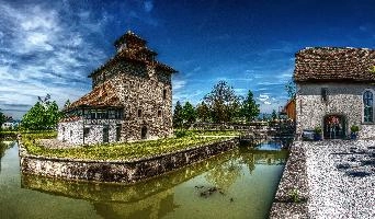Buildings in the monastery area around Pfäffikon, Lake Zürich, traditional, preserved, old, tourism, buildings, townscape, lake, rural, daytime, zürchersee, village, bright, zuerich, construction, blue sky, zürich, stone, sunlight, pfäffikon, terracotta, sunny, swiss, lakeside, autumn, switzerland, monastery, outdoors
