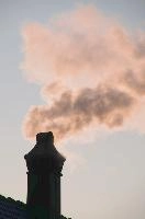Chimney smoke in Rüti, Sankt Gallen, rheintal