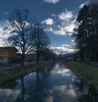 Walenstadt, rheintal, ruethi, canal, alps, evening, rüthi sg, schweiz, sunset, riv, mountains