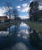 Walenstadt, rheintal, ruethi, canal, alps, evening, rüthi sg, schweiz, sunset, riv, mountains