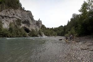Stretch of the Rhine Gorge near Rhäzuns in Switzerland, water, river, tuff, rock, rhäzüns, hiking, gorge, walking, rhine, rugged, grisons, grey, switzerland, ravine, europe, flowing