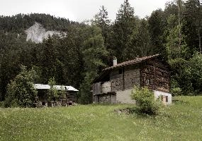 Farmhouse and barn in meadows near the Swiss village of Randa, Valais, timber, wood, agricultural, building, barn, picturesquw, hut, scenic, valais, rural, randa, woodland, switzerland, meadow, europe, field