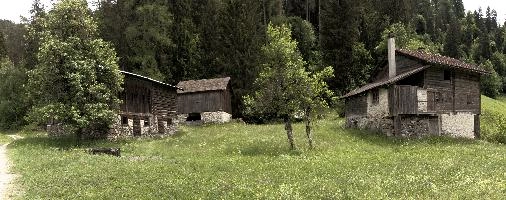 Farmhouse and barn in meadows near the Swiss village of Randa, Valais, timber, wood, agricultural, building, barn, picturesquw, hut, scenic, valais, rural, randa, woodland, switzerland, meadow, europe, field