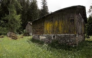 Barn in meadows near the Swiss village of Randa, Valais, timber, wood, agricultural, building, barn, picturesquw, hut, scenic, valais, rural, randa, woodland, switzerland, meadow, europe, field